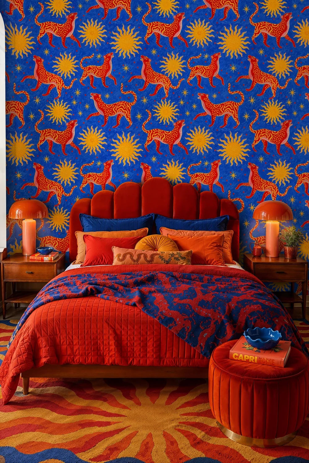 Celestial Leopard and Sun Wallpaper