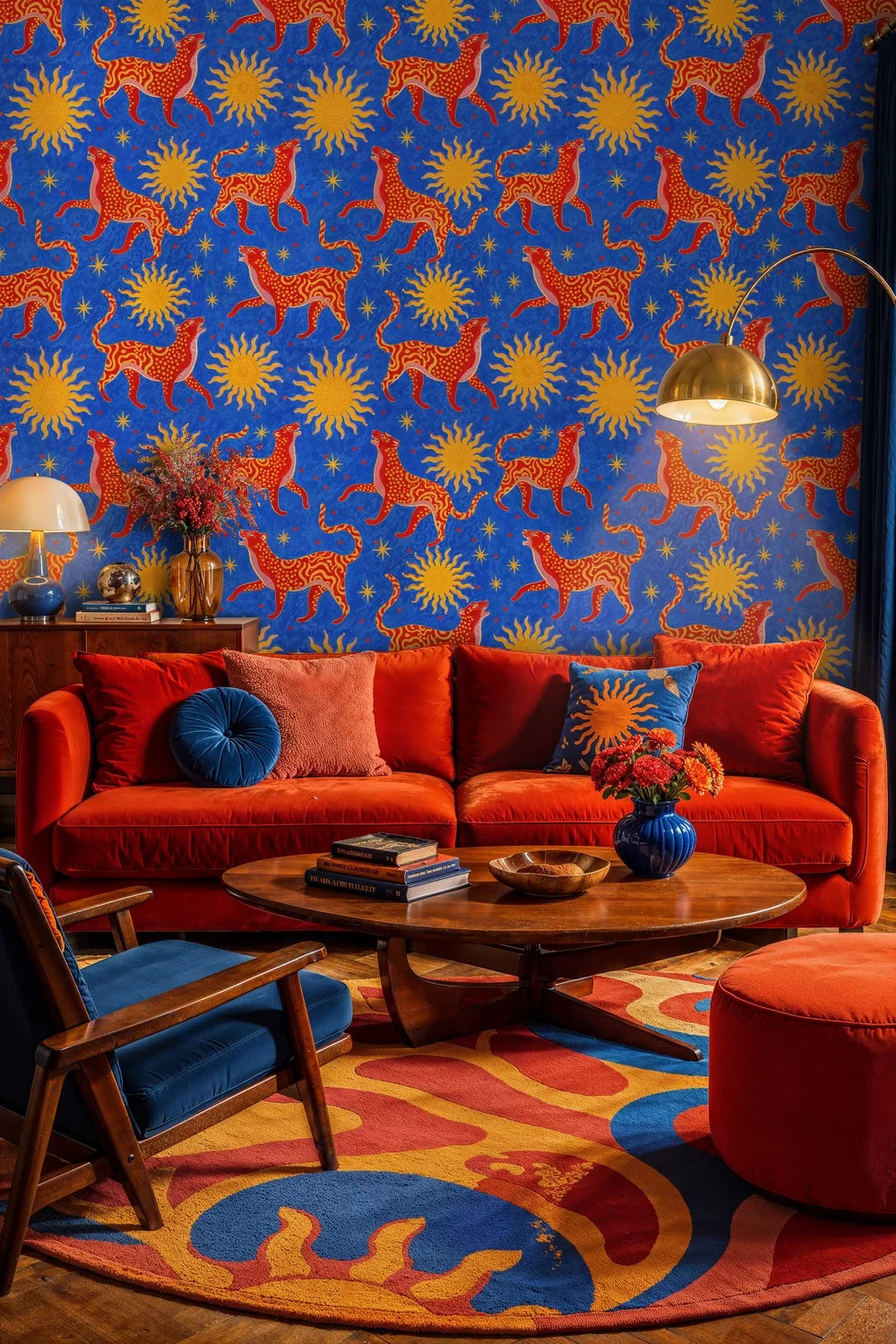 Celestial Leopard and Sun Wallpaper